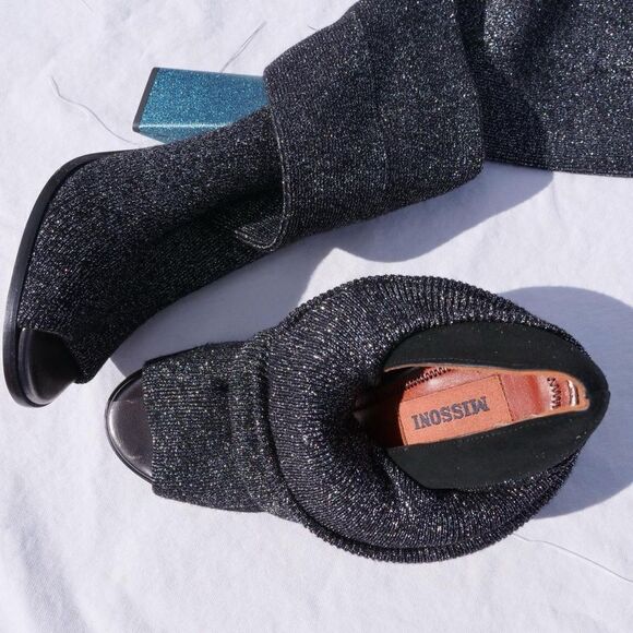 Missoni sparkle knit‎ over the knee peep toe sock boots - Picture 7 of 9